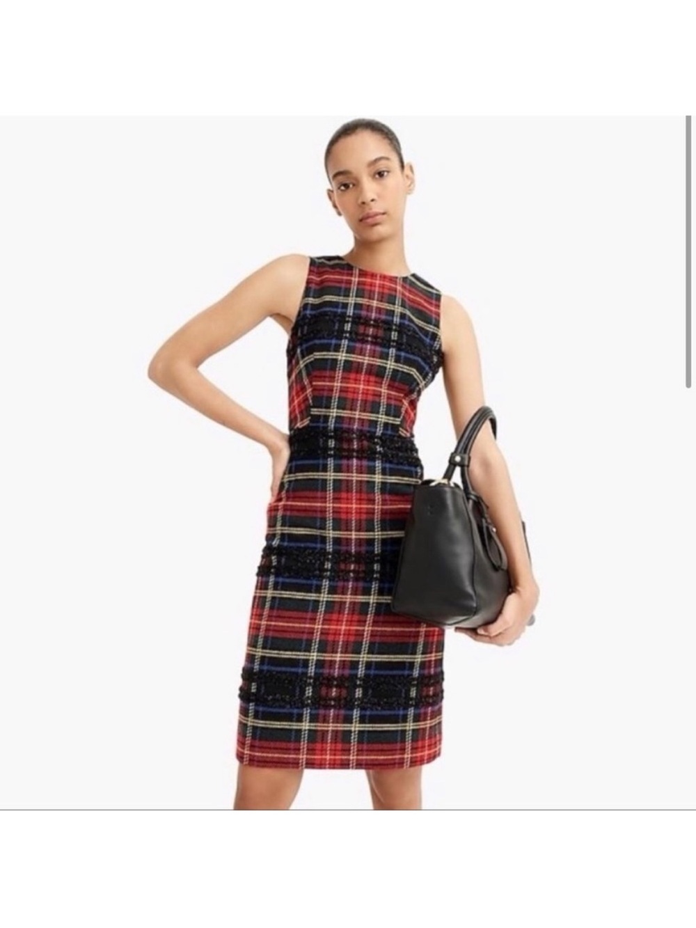 J Crew Sleeveless Red Plaid Sheath Dress - Picture 2 of 7